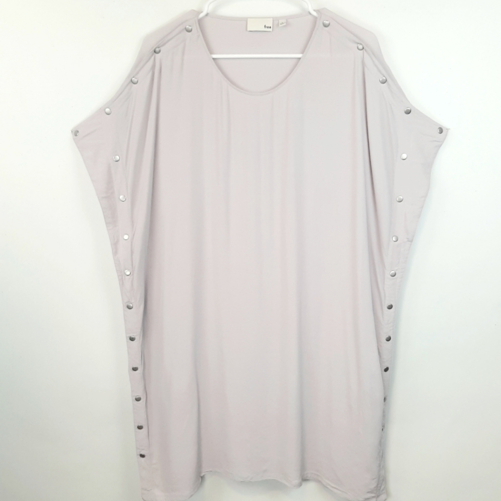Aritzia Wilfred Free Snap Button Short Sleeve Mini Dress Size Large Classic